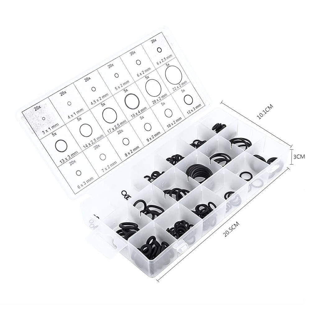 O Ring Kit, 18 Type O-Rings Rubber O Ring Gasket in Plastic